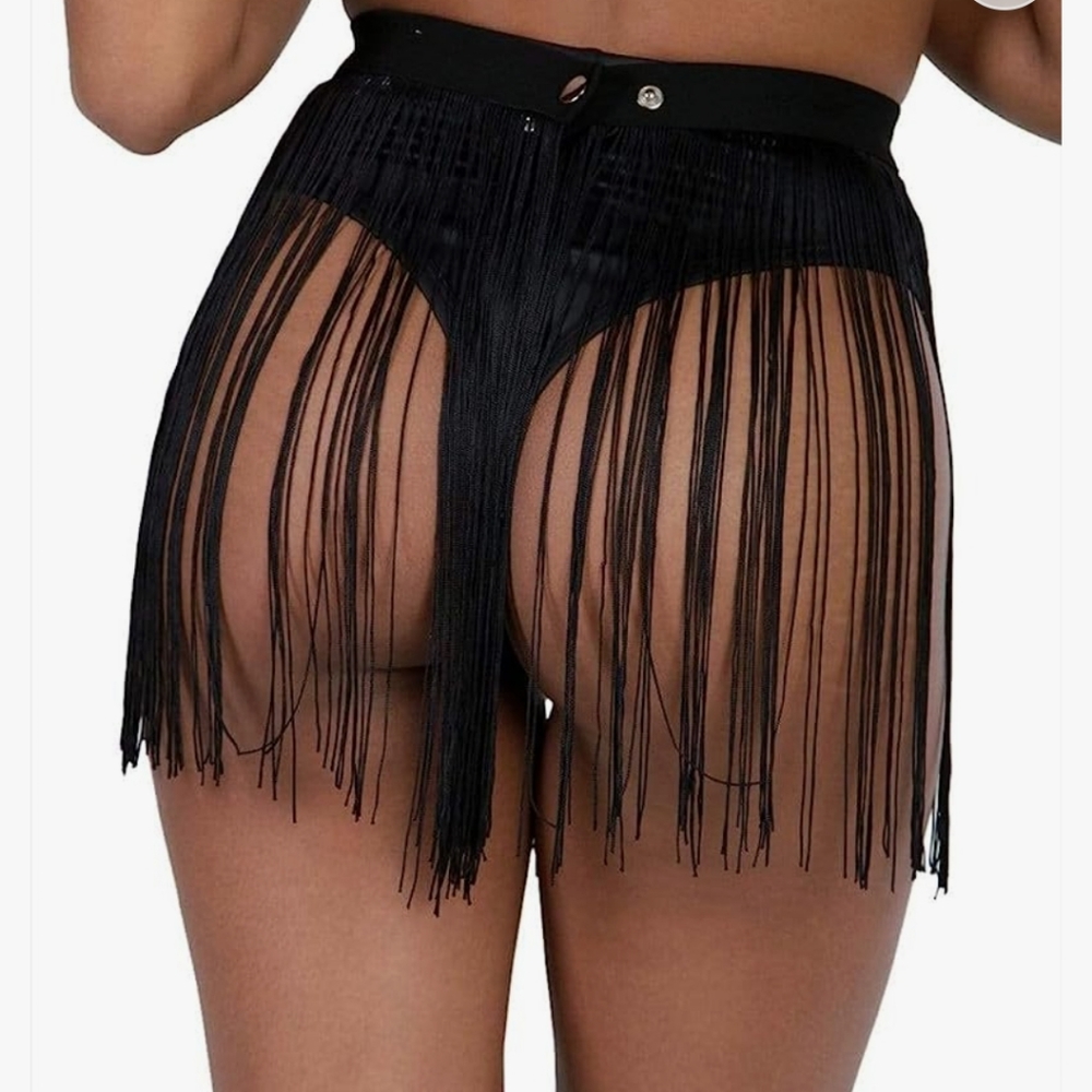 NWOT iHeartRaves Black Fringe Skirt